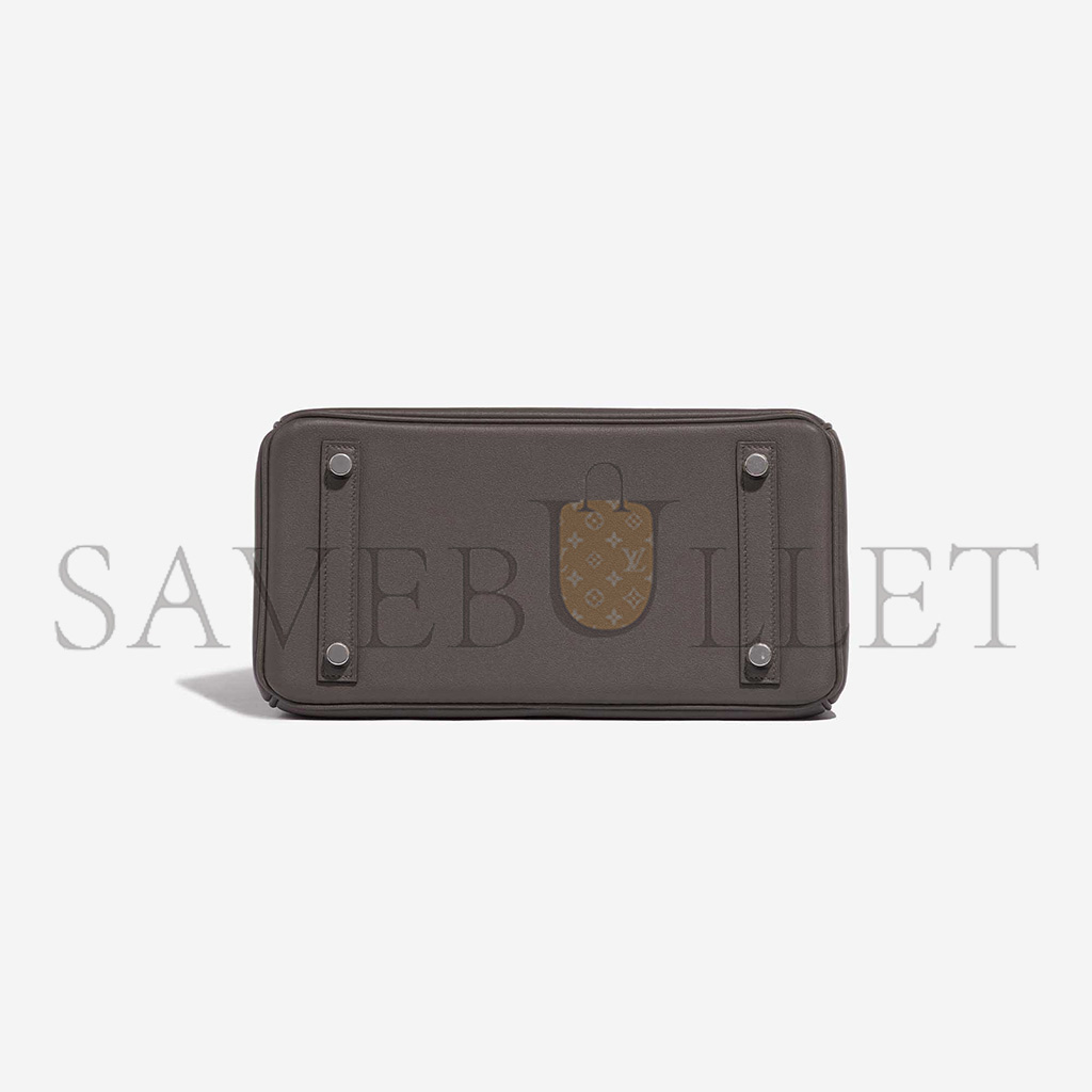 H**mes master birkin 25 swift leather pewter grey silver buckle bag h049362ck10 (25*20*13cm)